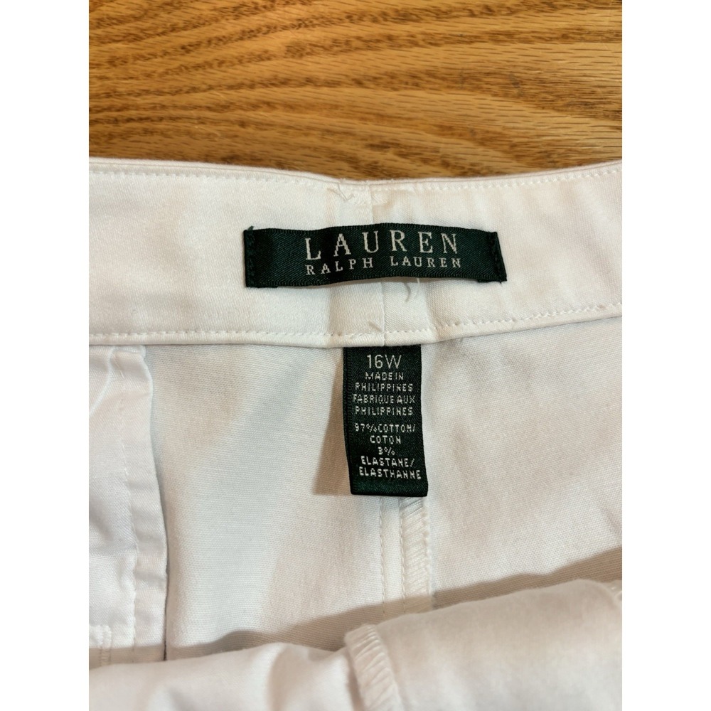 Lauren Ralph Lauren Bermuda Chino Shorts White Cotton Comfort-Womens Sz 16 - Picture 4 of 9